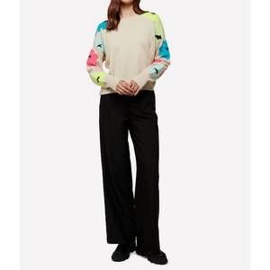 NEW BRODIE CASHMERE funky floral pop crew neck jumper in antique white